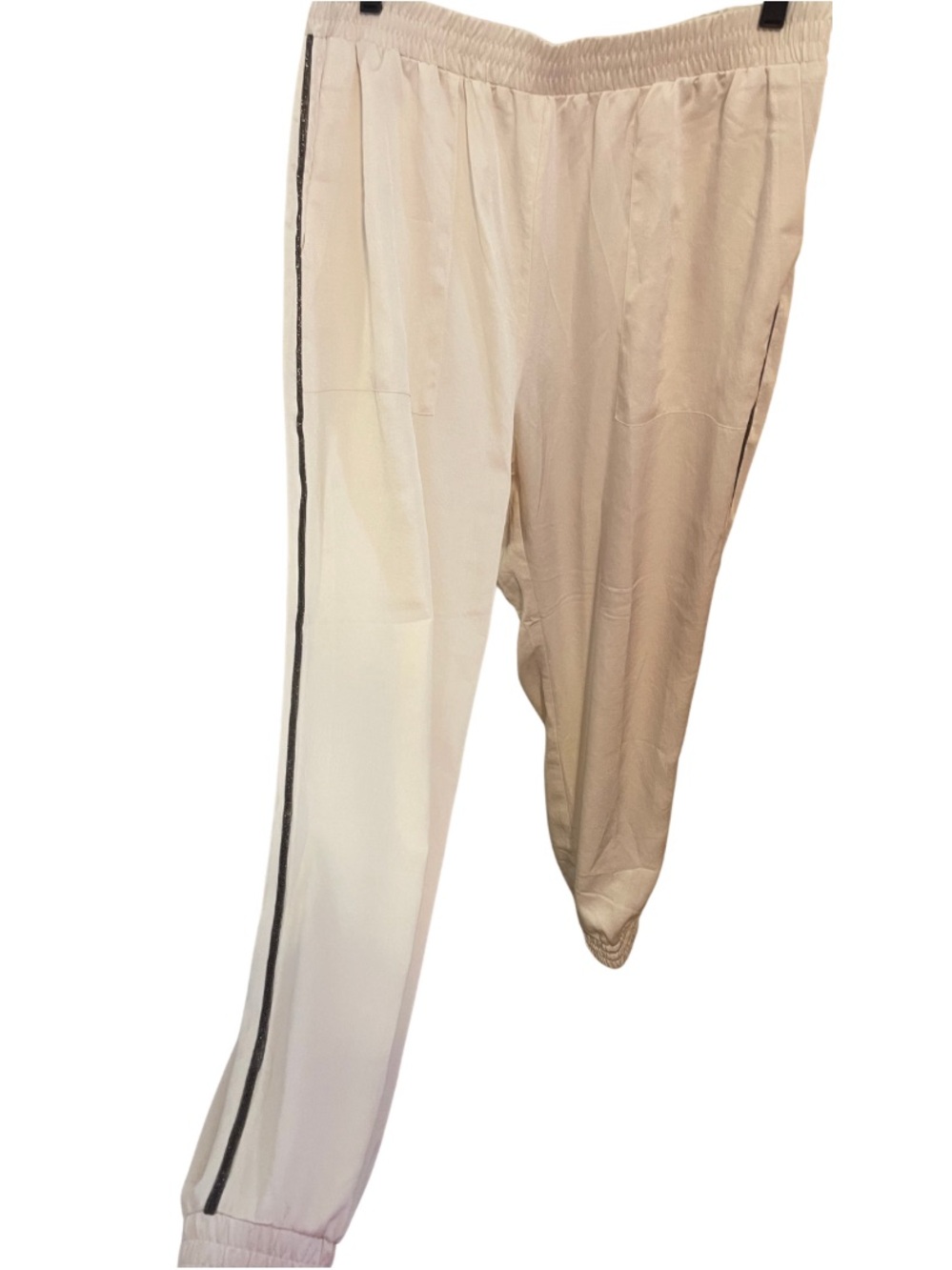 Express Beaded Side Stripe Flowy Dressy Jogger Pants in Cream - Picture 4 of 8